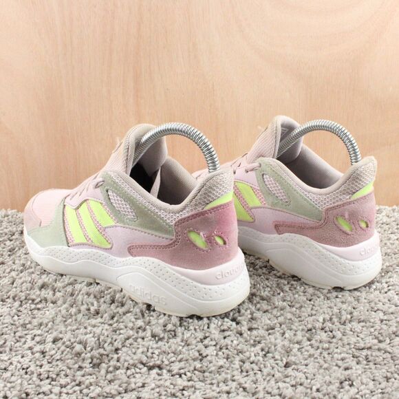 Adidas Crazychaos Sneakers Youth Girls 4.5 Pink Green Suede Mesh - Picture 7 of 12
